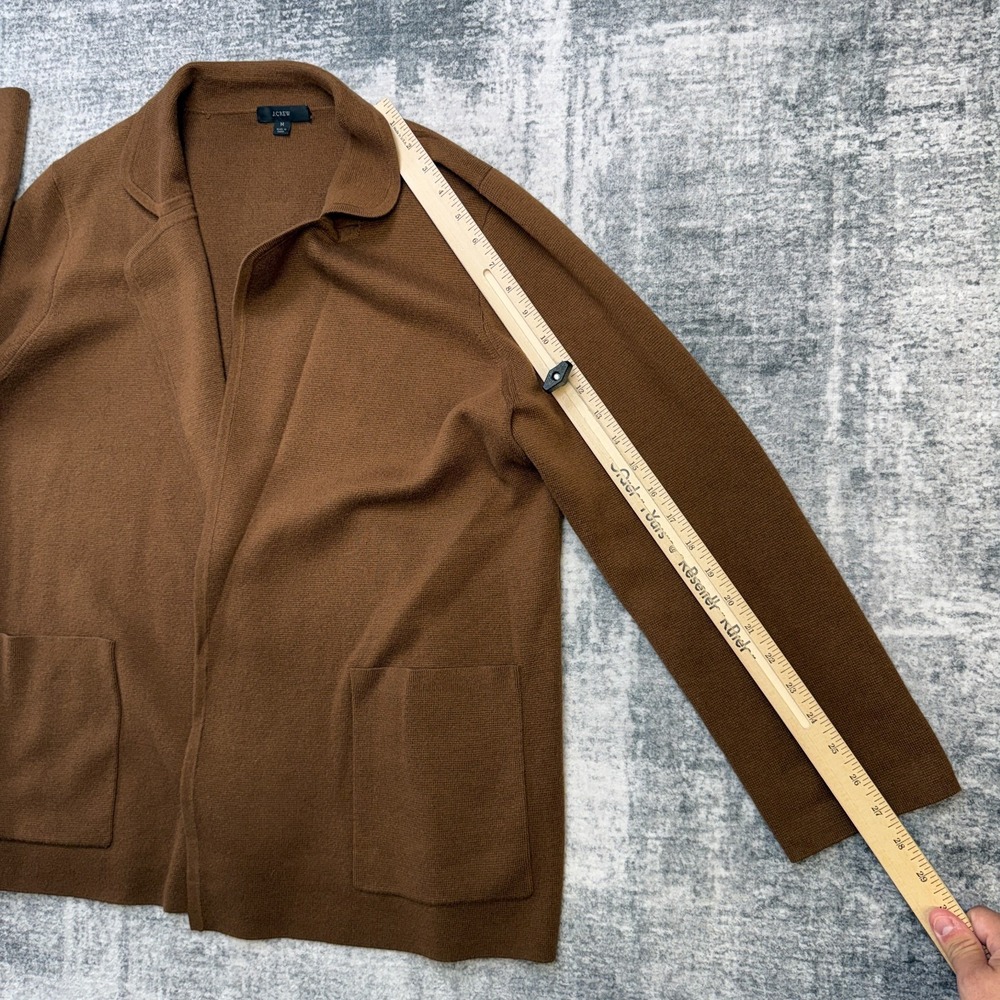 J Crew Eloise Sweater Blazer Women Medium Brown Knit Open Front Cardigan Pockets - Picture 9 of 10